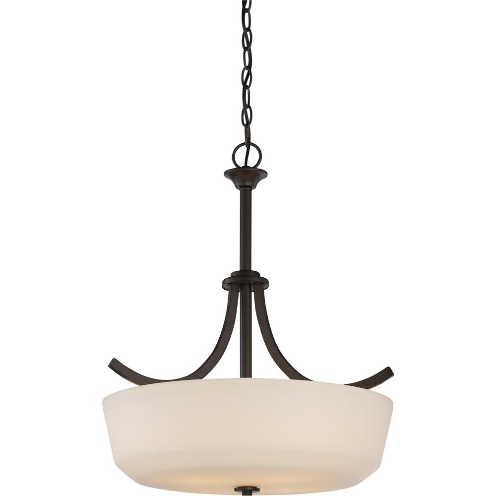 Nuvo Lighting 60/5927  Laguna - 4 Light Pendant with White Glass in Forest Bronze Finish